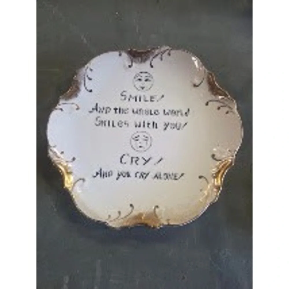 Vintage  Original Smile And The Whole World Smiles With You Plate 8in